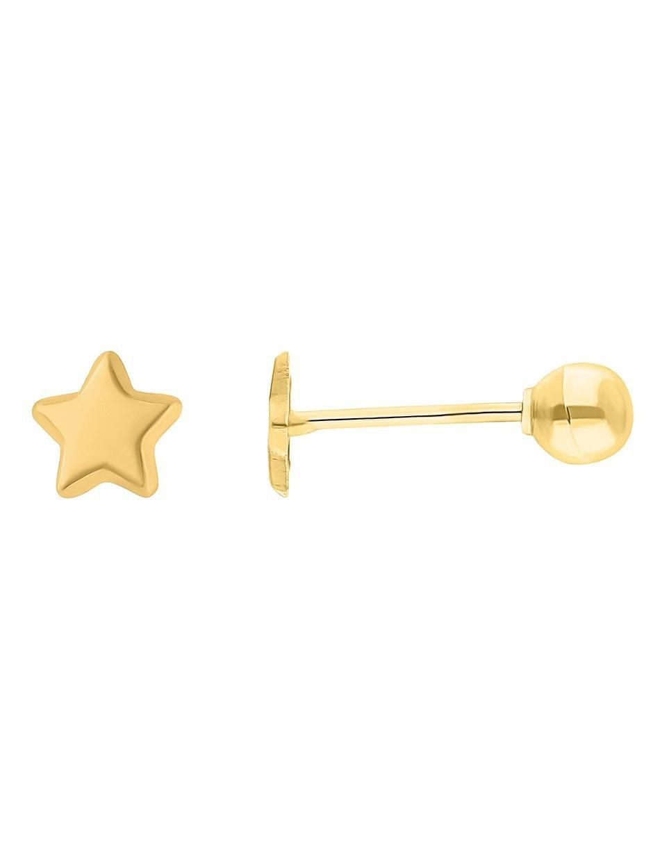 Broqueles de estrella horoz de oro 14 k con acabado pulido