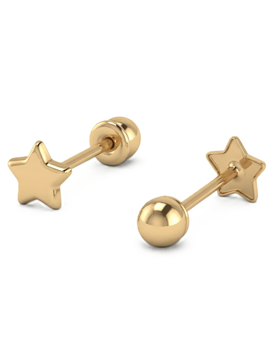 Broqueles de estrella horoz de oro 14 k con acabado pulido