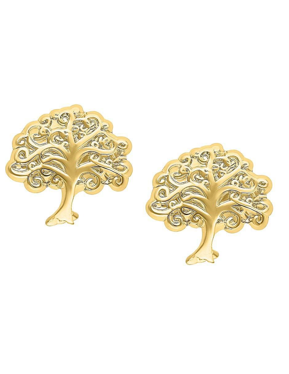 Broqueles de árbol horoz de oro 10 k con acabado pulido