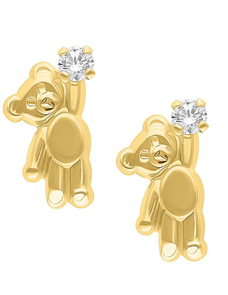 Broqueles de oso de oro 10 K con acabado pulido