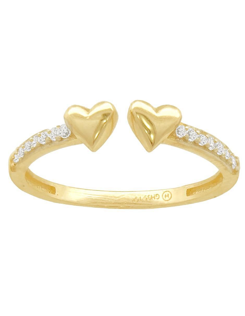 Anillo de corazón 10 k de oro zirconia pulido 1