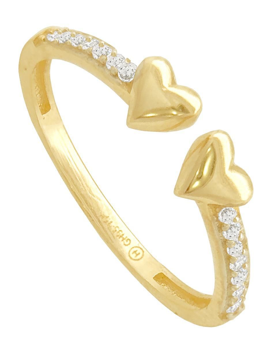 Anillo de corazón 10 k de oro zirconia pulido 3