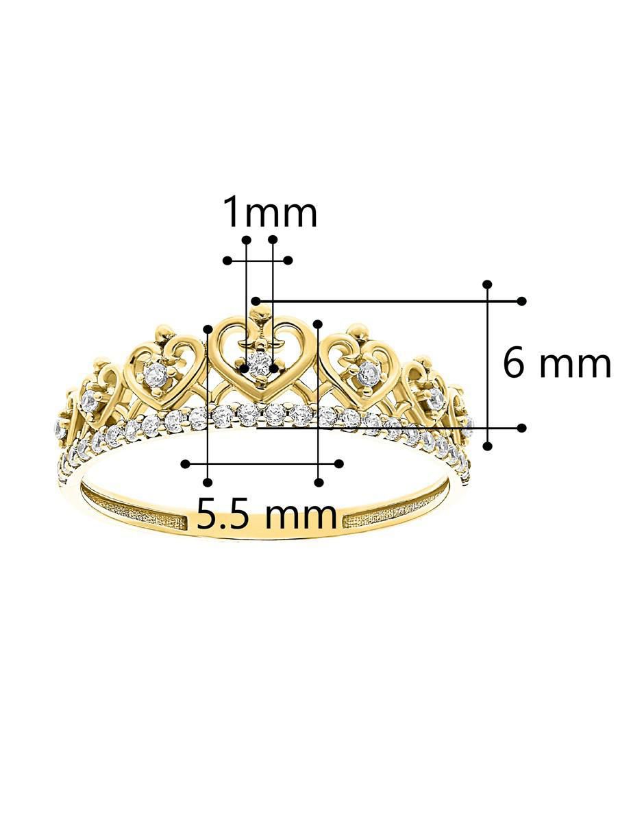 Anillo de corona 10 k de oro zirconia pulido 5