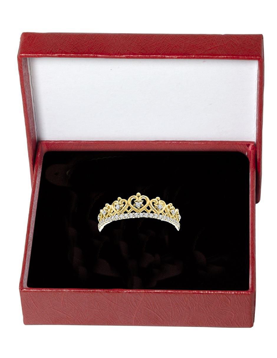 Anillo de corona 10 k de oro zirconia pulido
