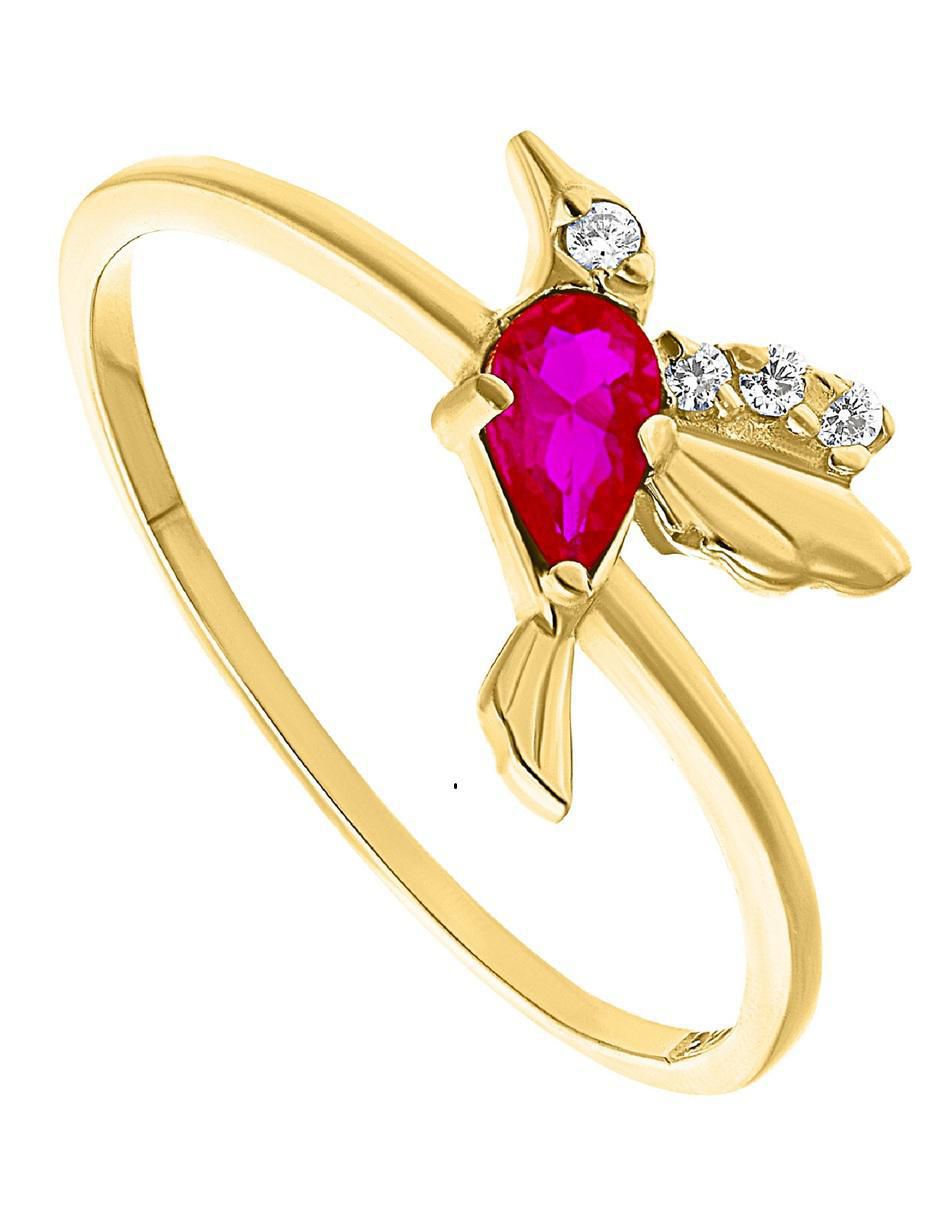 Anillo de colibrí 10 k de oro zirconia pulido 5