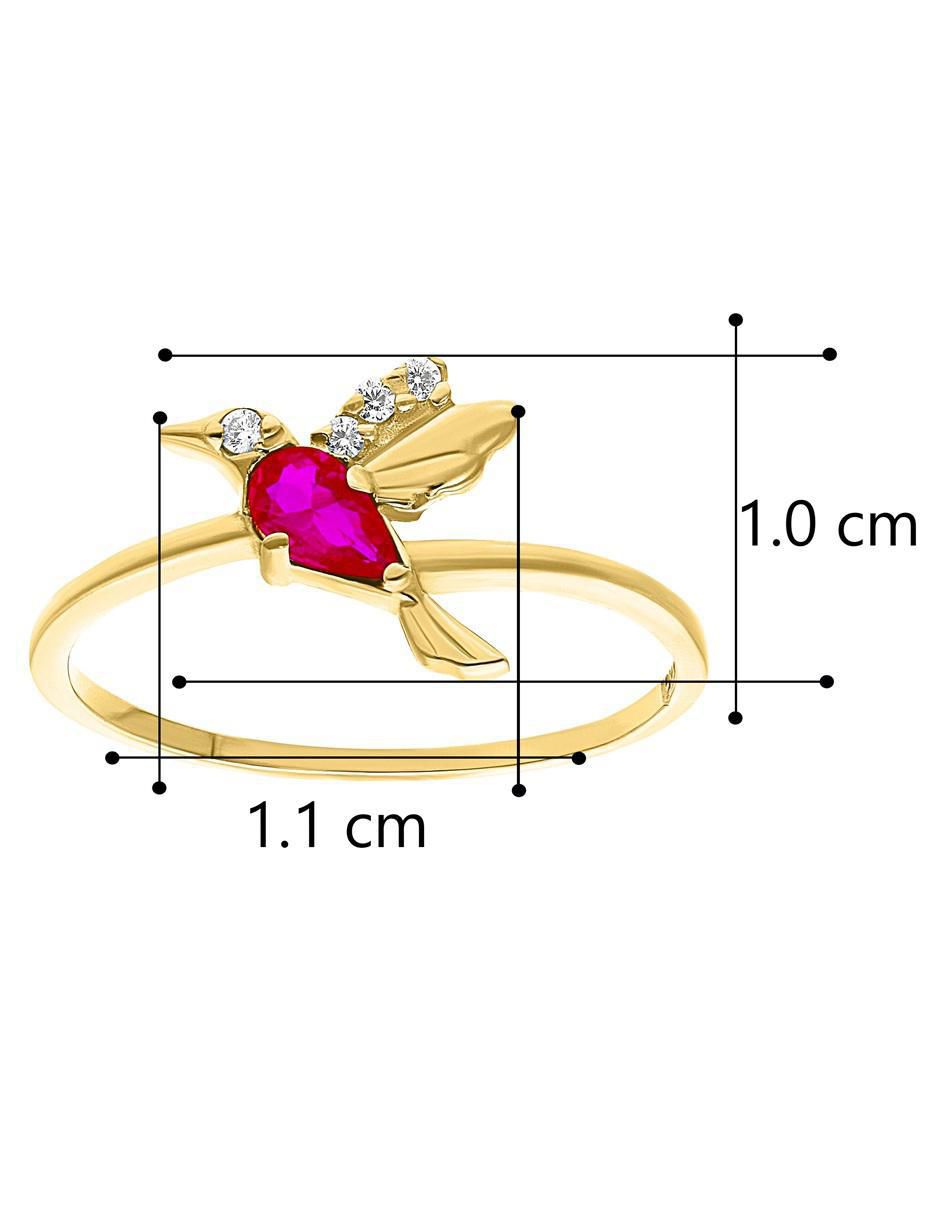 Anillo de colibrí 10 k de oro zirconia pulido 6