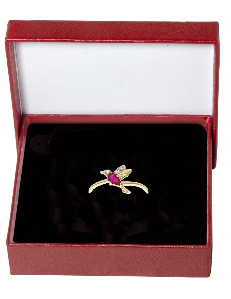Anillo de colibrí 10 k de oro zirconia pulido