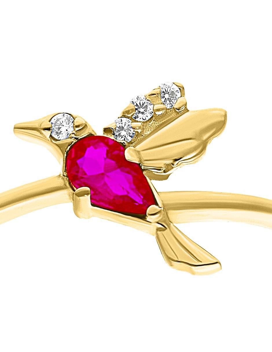 Anillo de colibrí 10 k de oro zirconia pulido