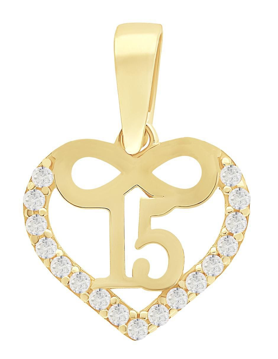 Dije de corazón horoz de oro 10 k zirconia