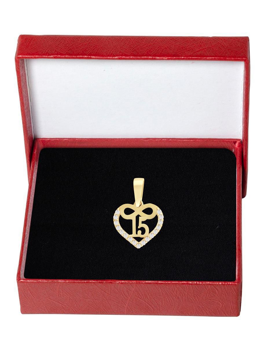 Dije de corazón de oro 10 k zirconia