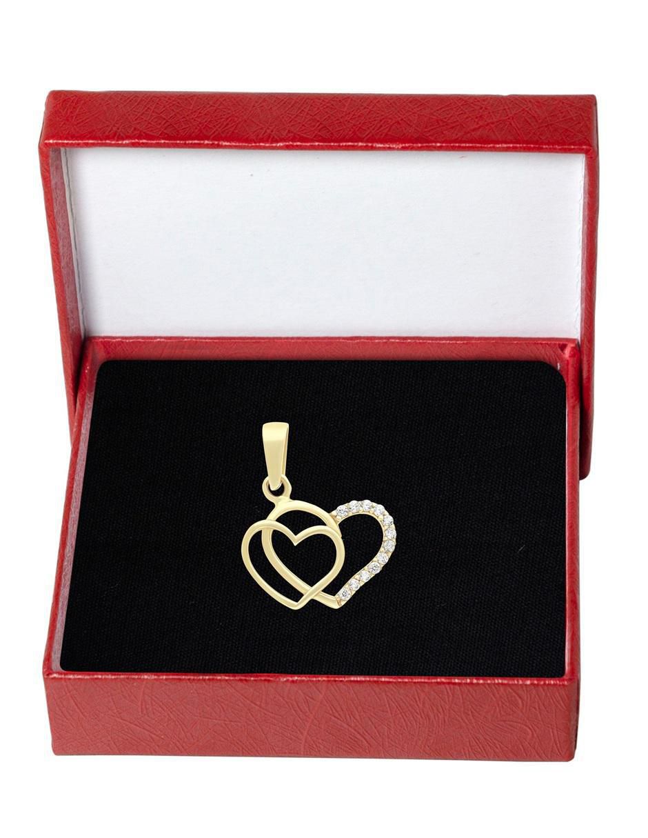 Dije de corazón de oro 10 k zirconia