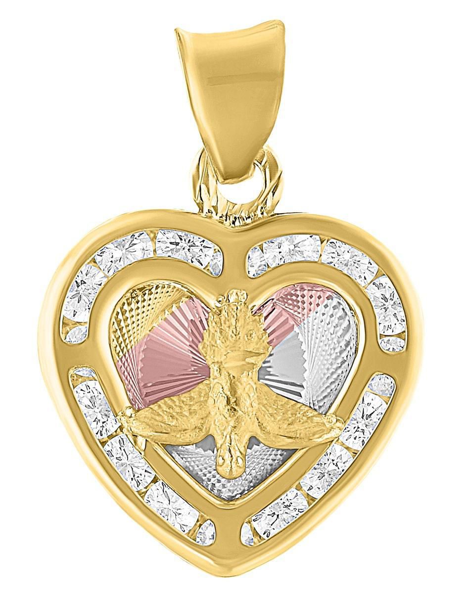Dije de corazón horoz de oro 10 k zirconia