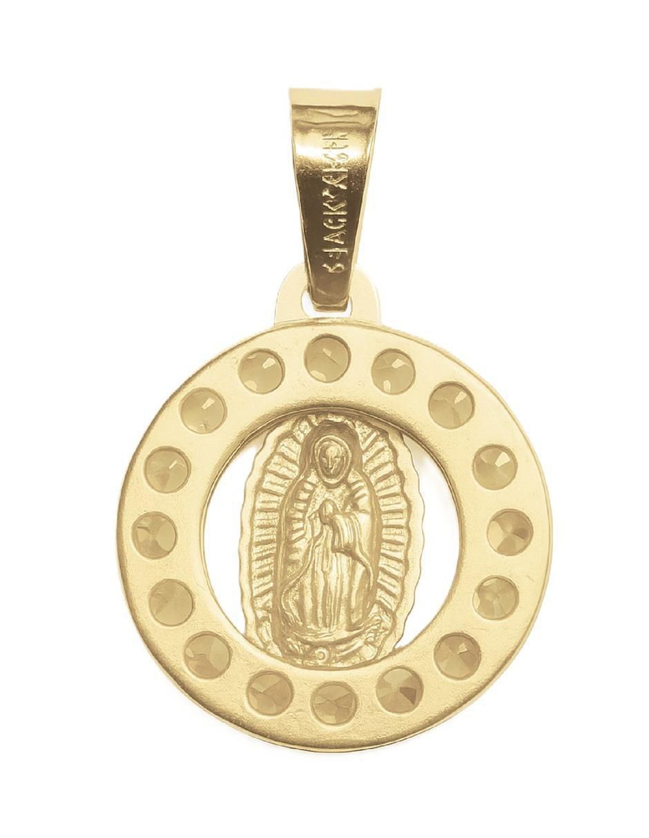 Medalla redonda horoz virgen de guadalupe de oro 10 k zirconia