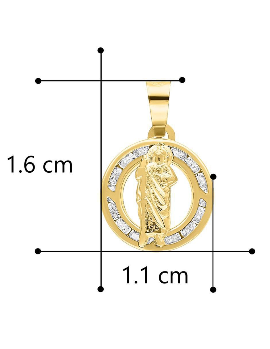 Medalla redonda san judas tadeo de oro 10 k zirconia 4
