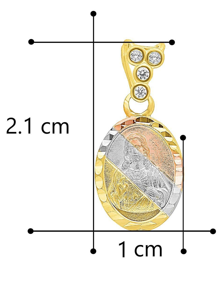 Medalla ovalada horoz jesucristo de oro 10 k zirconia