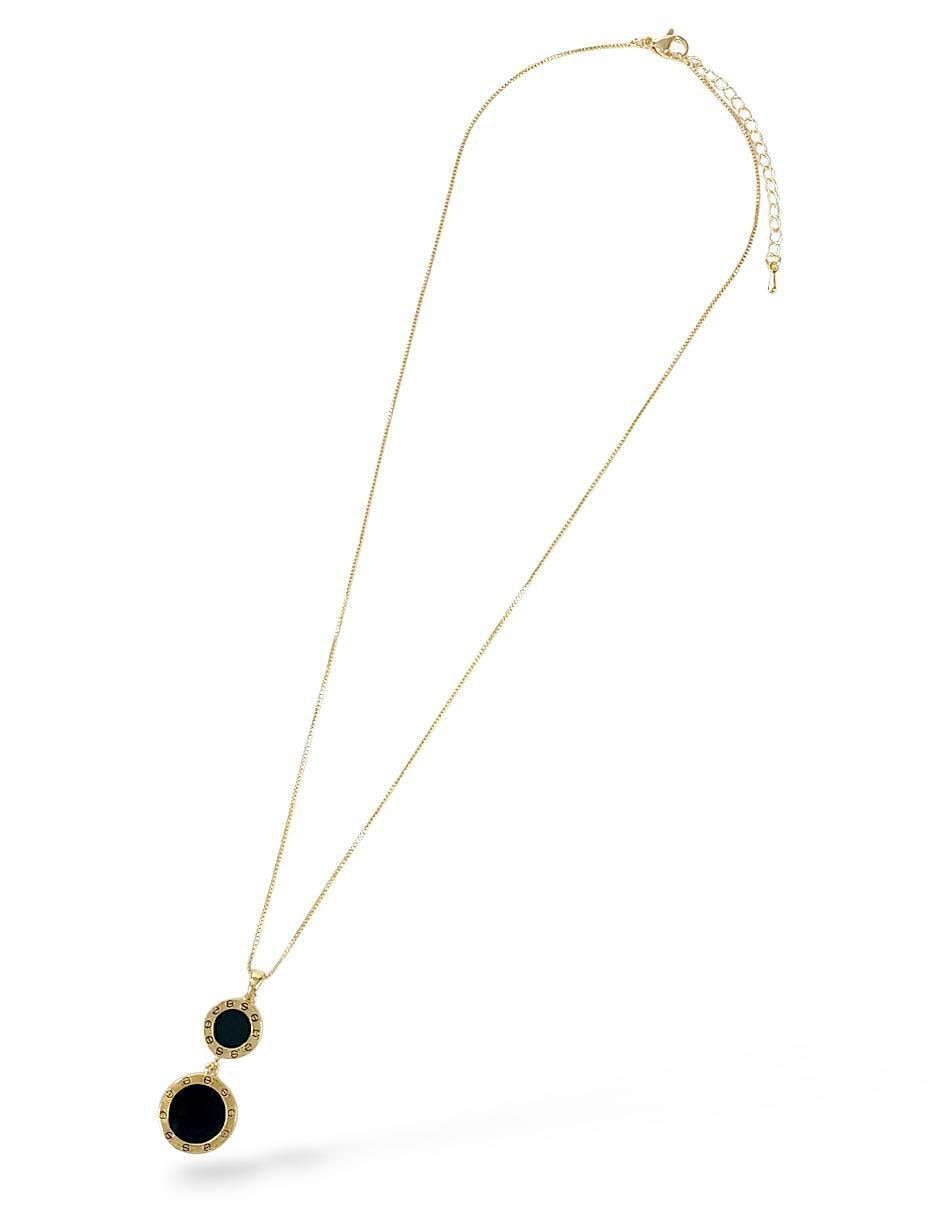 Aretes y collar circular de oro laminado 18 k ónix