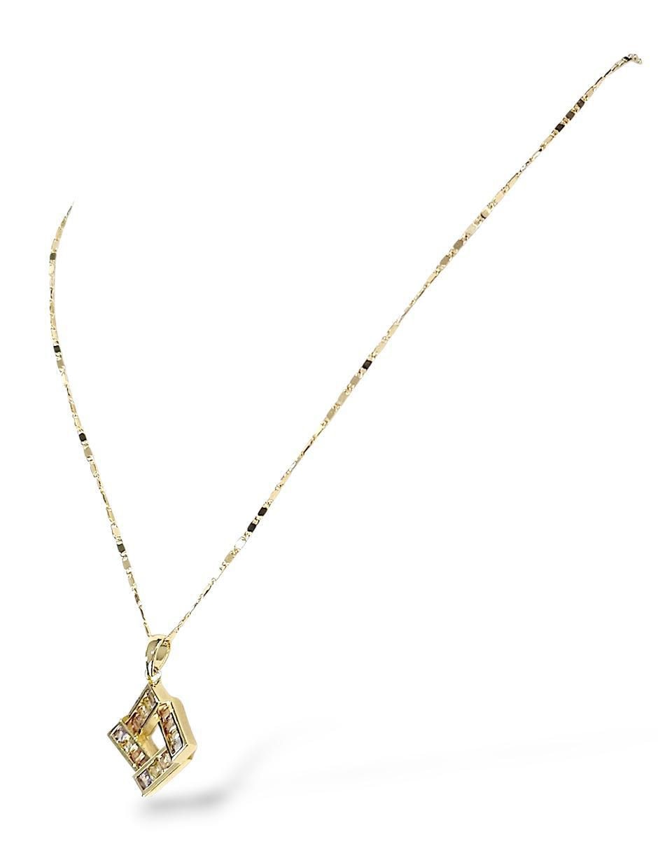 Aretes y collar de rombo de oro laminado 18 k zirconia