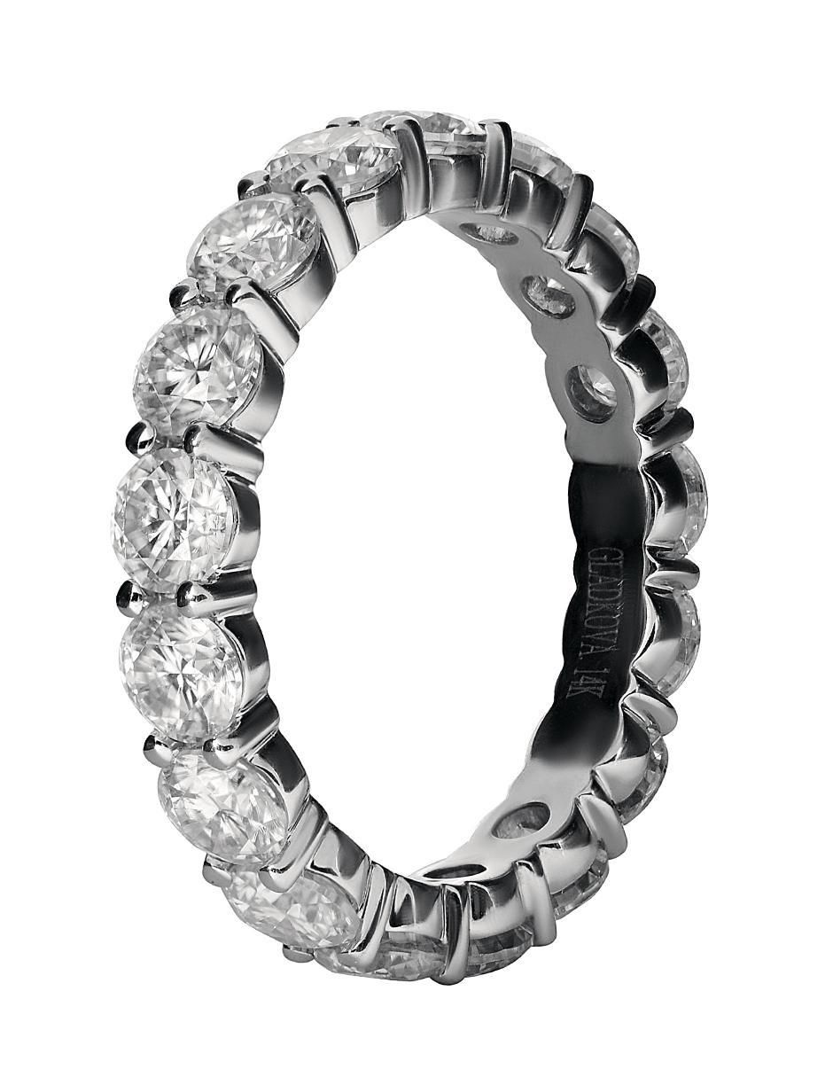 Anillo 14 K de oro Moissanita acabado pavé 2
