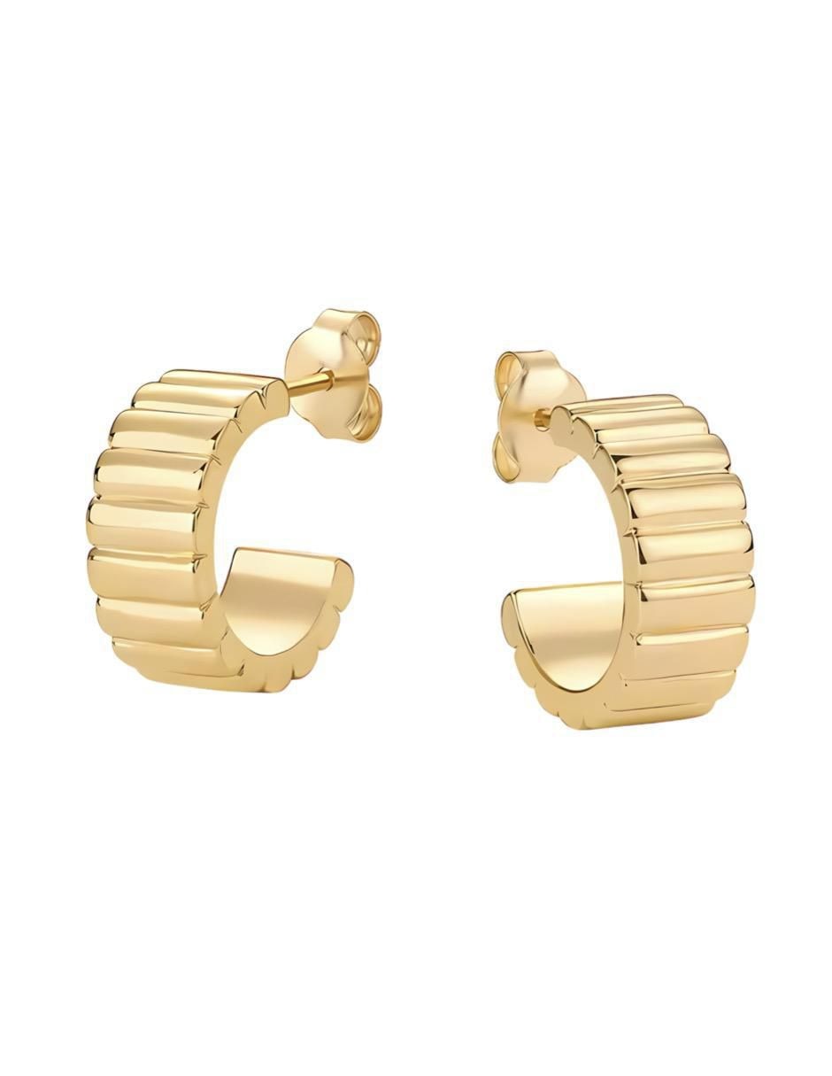 Aretes de aro de plata P 925 y 14 K con acabado chapa de oro 2
