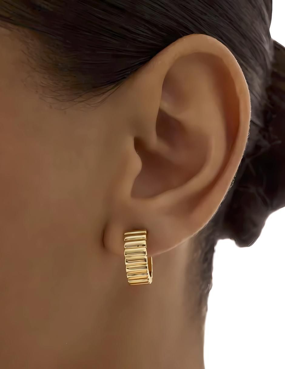 Aretes de aro de plata P 925 y 14 K con acabado chapa de oro 4