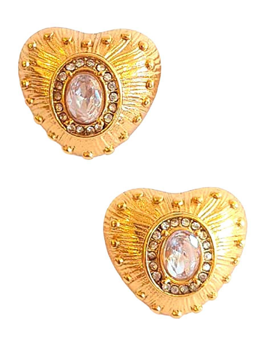 Arete de corazón con acabado baño de oro zirconia