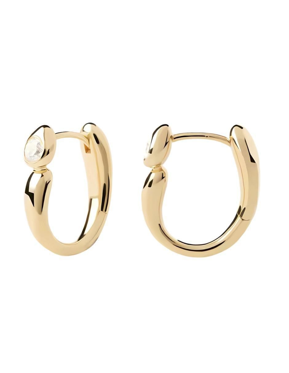 Aretes de aro de plata P 925 y 14 K con acabado chapa de oro Aretes de aro de plata P 925 y 14 K con acabado chapa de oro