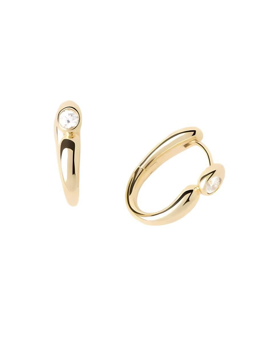 Aretes de aro de plata P 925 y 14 K con acabado chapa de oro 2