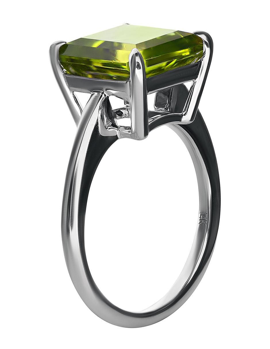 Anillo 14 k de oro peridoto liso 5