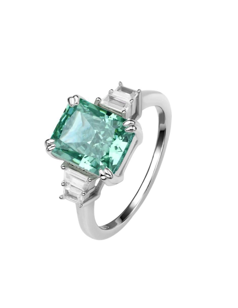 Anillo multi gemas rectangular Luxury P 925 de plata zirconia pulido Anillo multi gemas rectangular Luxury P 925 de plata zirconia pulido