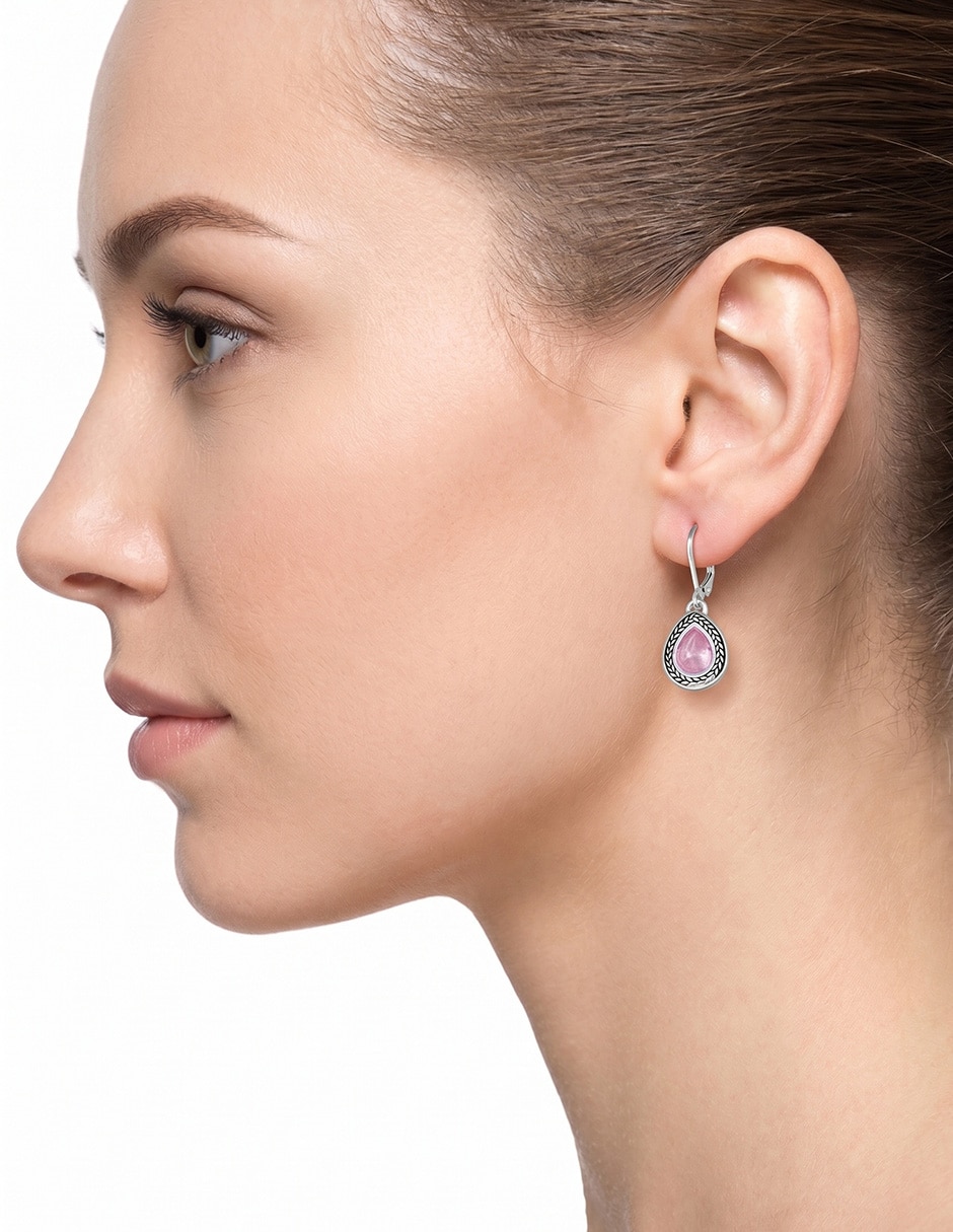 Aretes cortos de gota con acabado brillante zirconia 3