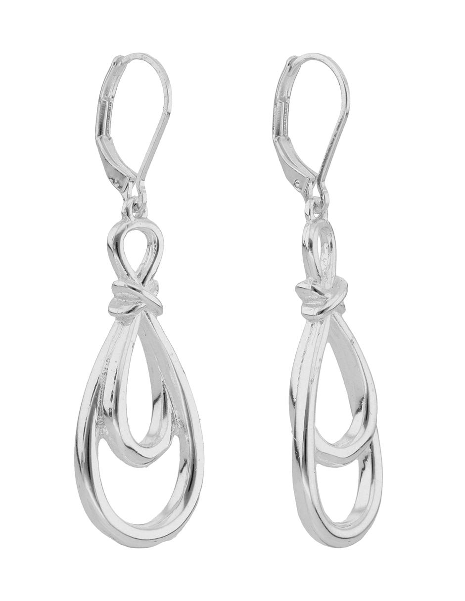 Aretes de gota Silver Bonds con acabado pulido 3