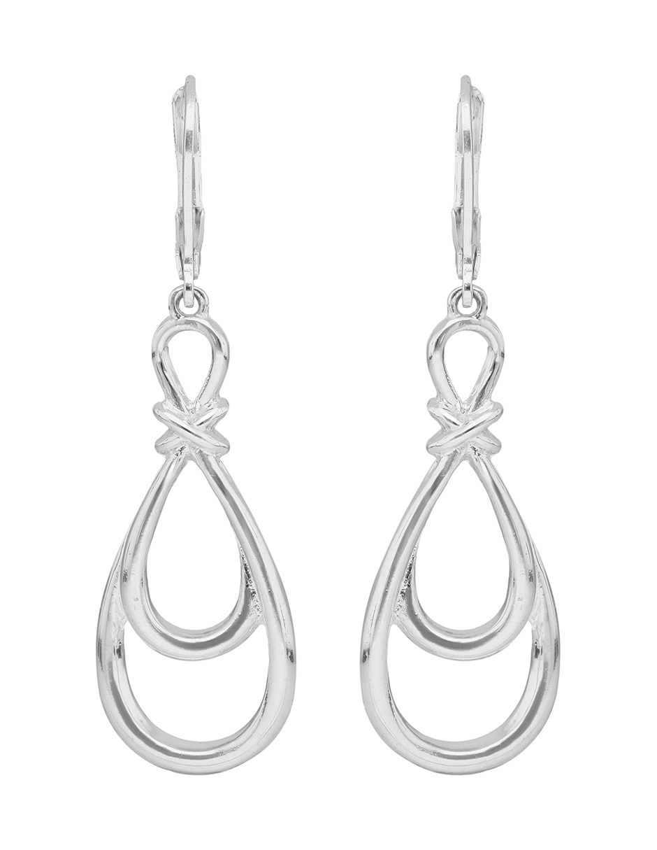 Aretes de gota Silver Bonds con acabado pulido