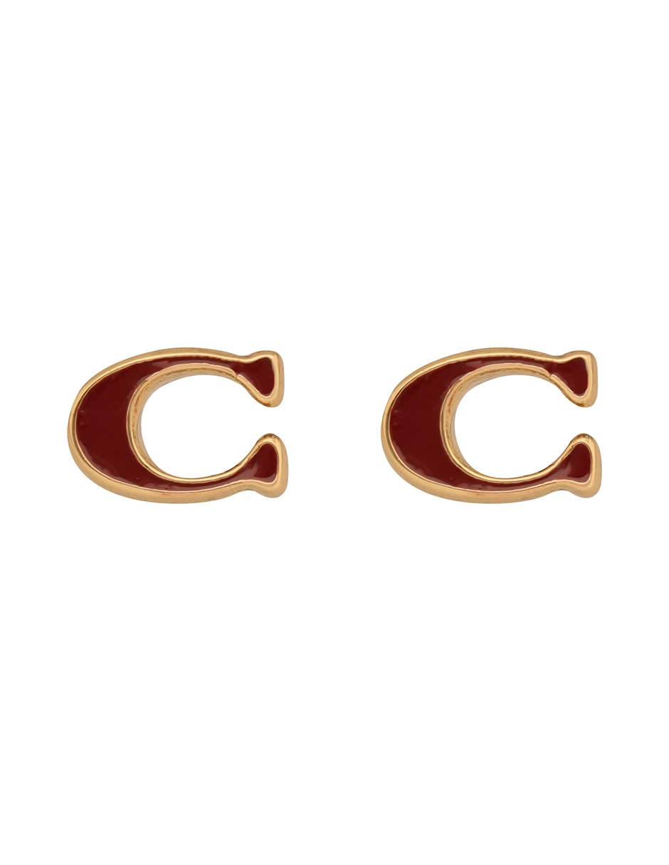 Aretes cortos letra C COAUG25MRKT3 con acabado brillante