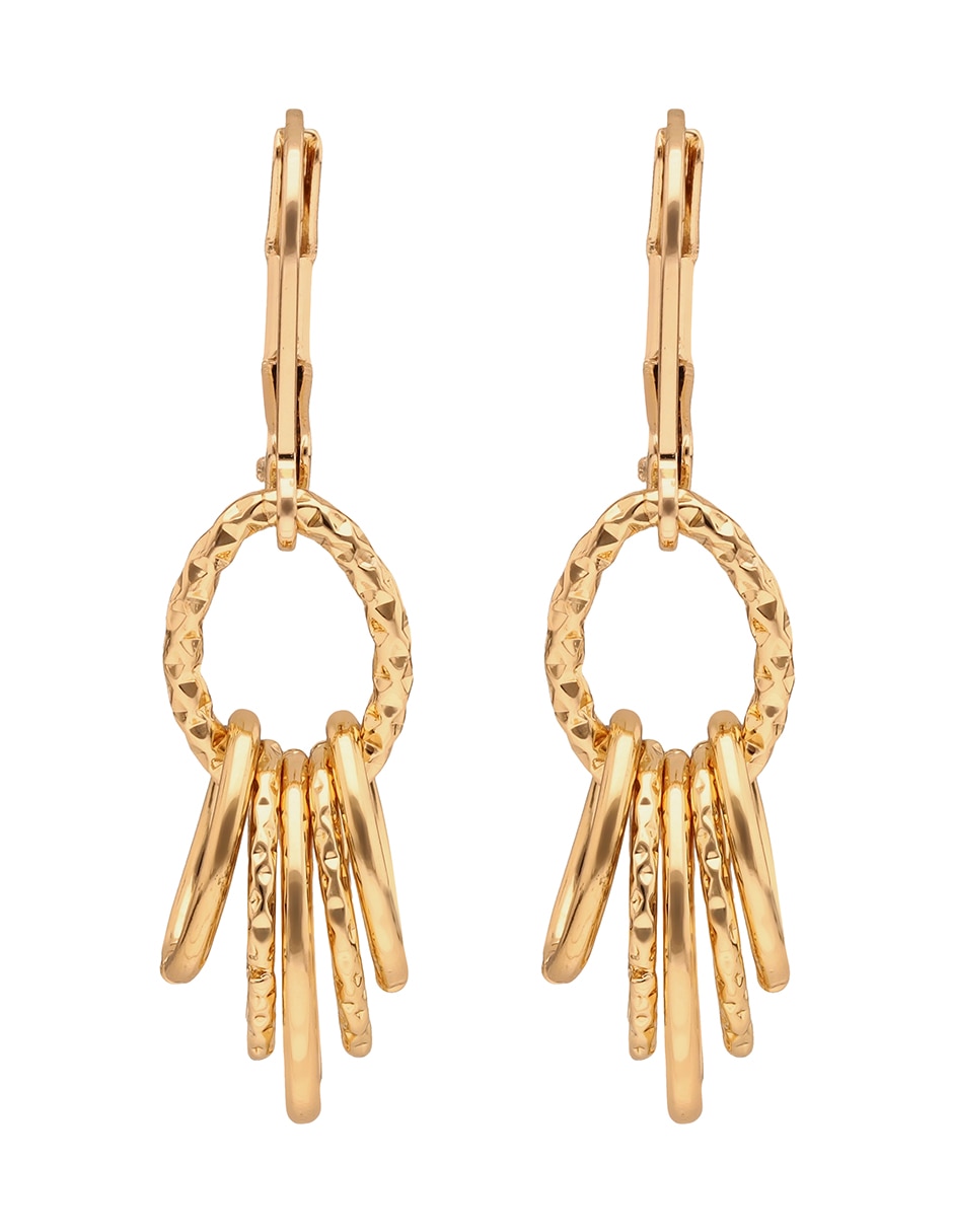 Aretes circulares Golden Orbit con acabado brillante