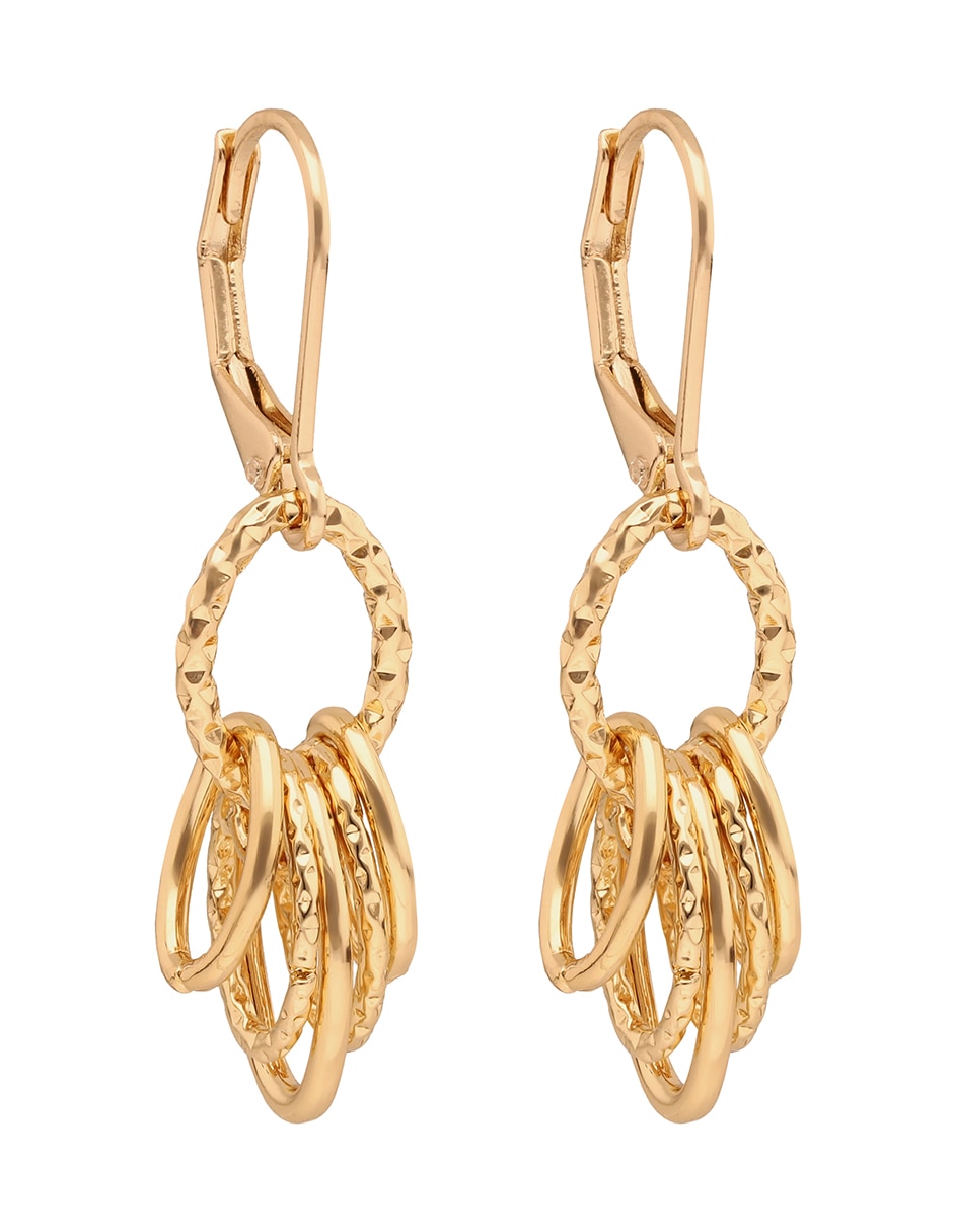 Aretes circulares Golden Orbit con acabado brillante 2