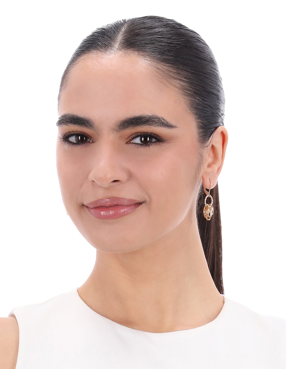 Aretes circulares Golden Orbit con acabado brillante 3