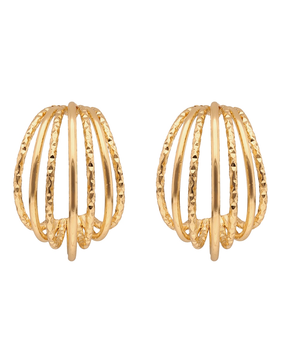 Aretes circulares Golden Orbit con acabado brillante