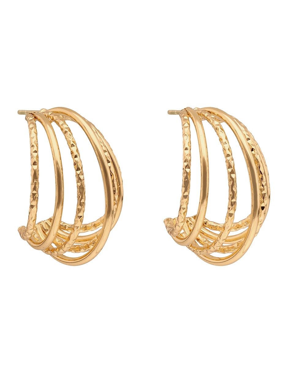 Aretes circulares Golden Orbit con acabado brillante 2