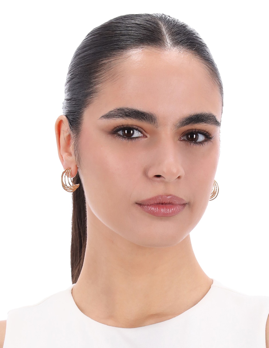 Aretes circulares Golden Orbit con acabado brillante 3
