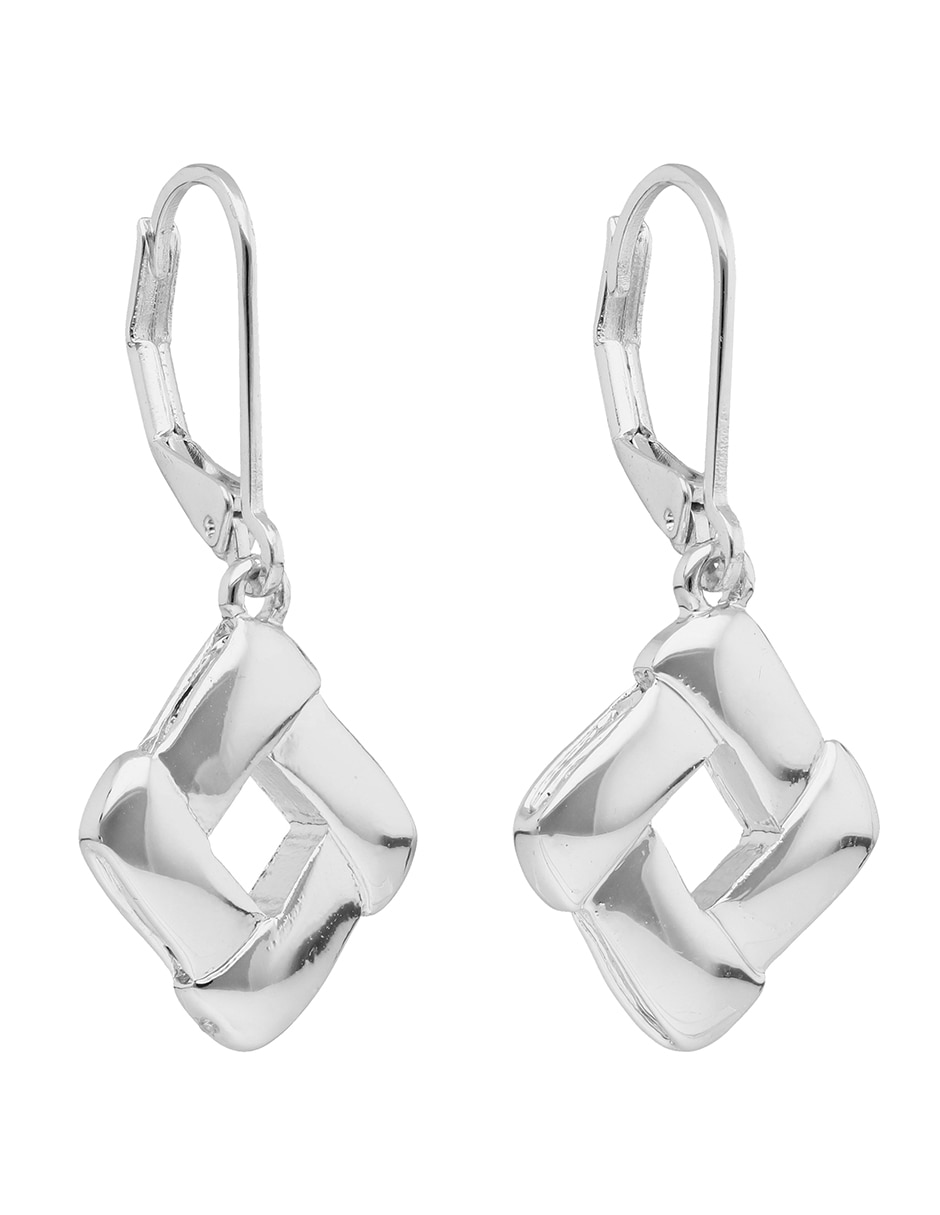 Aretes cortos cuadrados silver shapes con acabado liso pulido 2