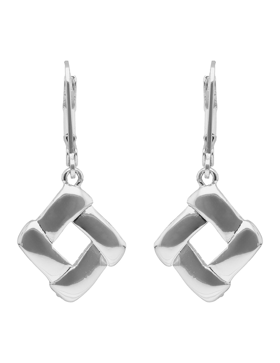 Aretes cortos cuadrados silver shapes con acabado liso pulido 1