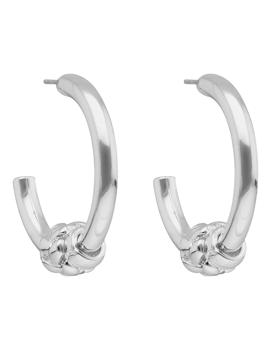 Arracadas circulares silver shapes con acabado liso pulido 2