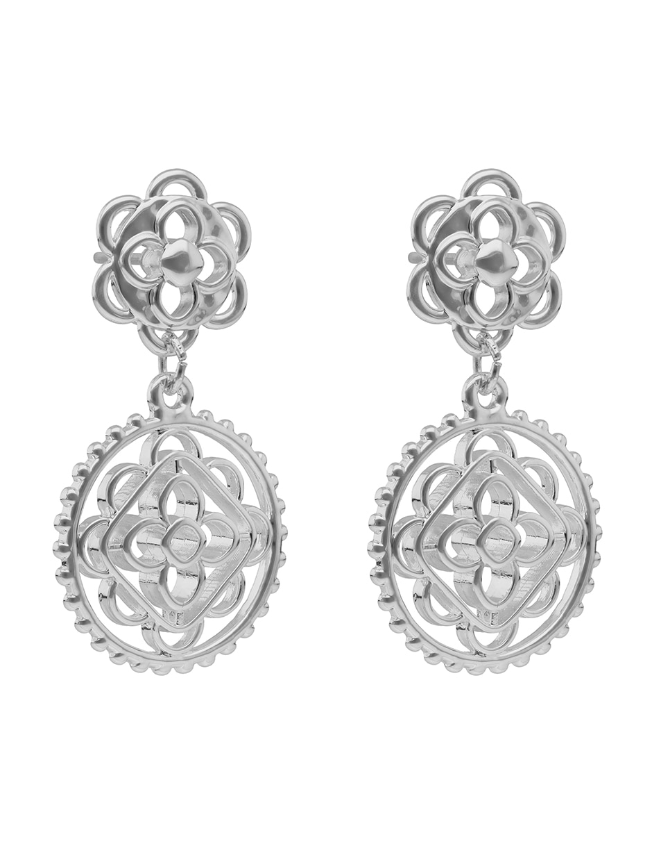 Aretes largos Silver Coins con acabado pulido 2