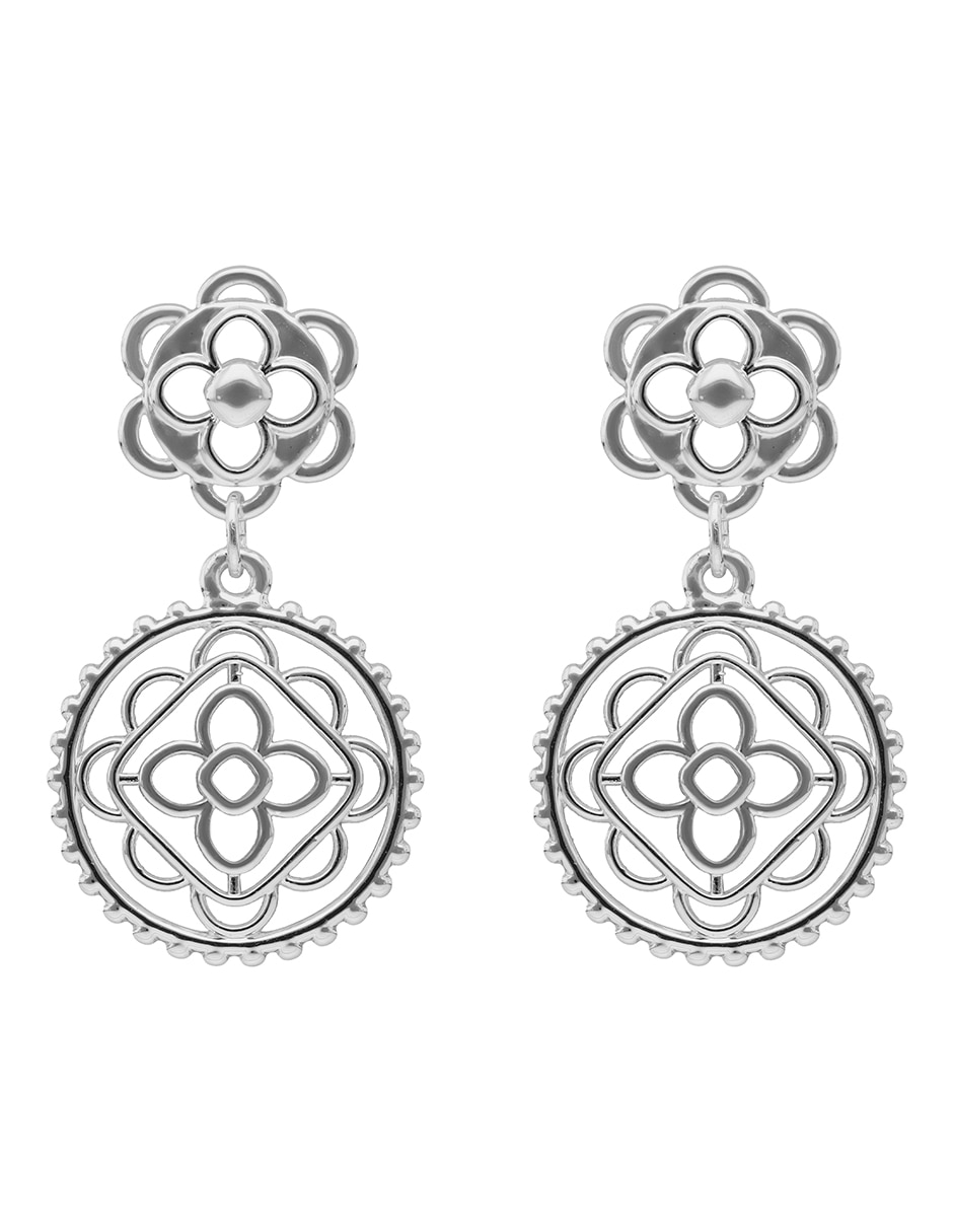 Aretes largos Silver Coins con acabado pulido 1