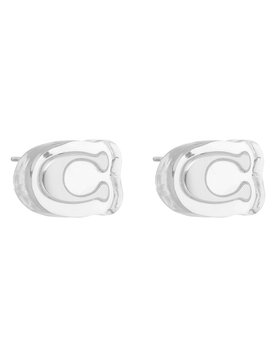 Aretes cortos de Letra C con acabado brillante 2