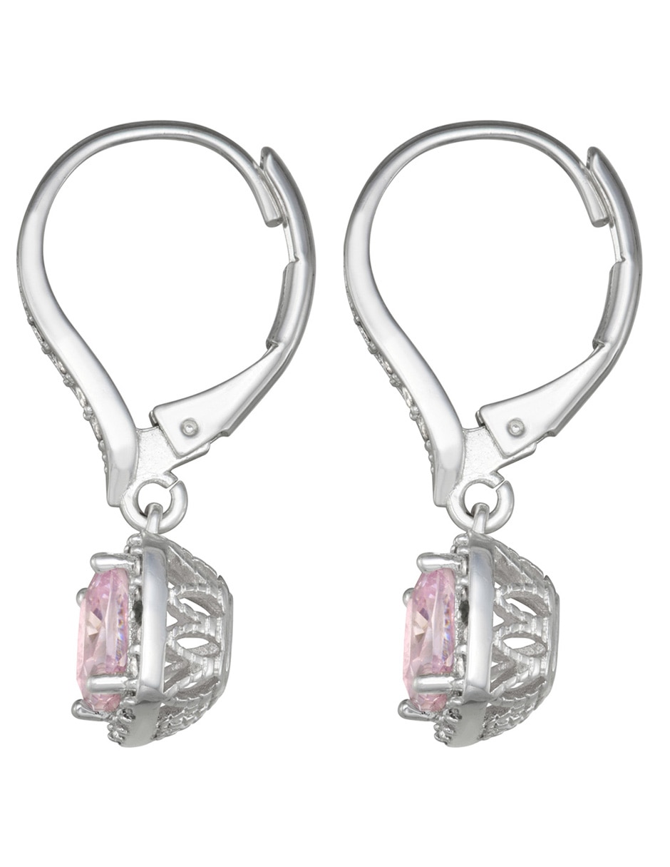 Aretes cortos de cuadrado con acabado brillante zirconia 2