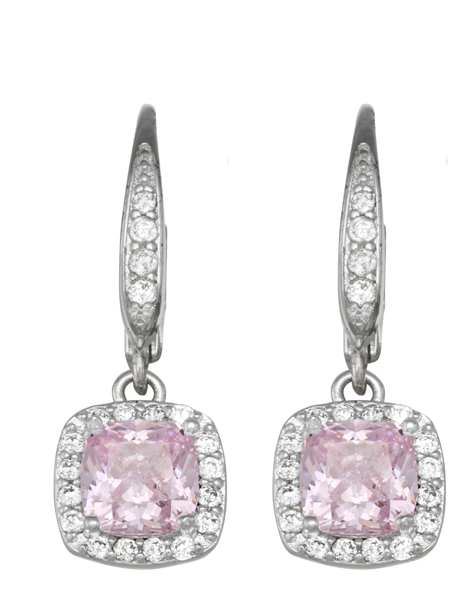 Aretes cortos de cuadrado con acabado brillante zirconia