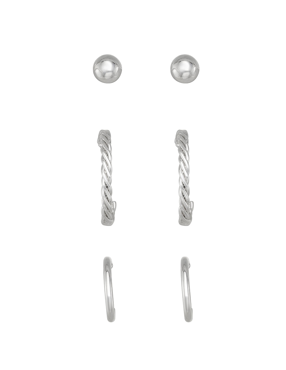 Set de aretes cortos Napier con acabado pulido