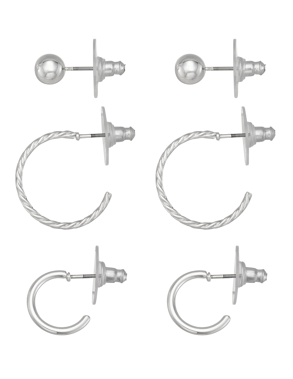 Set de aretes cortos Napier con acabado pulido