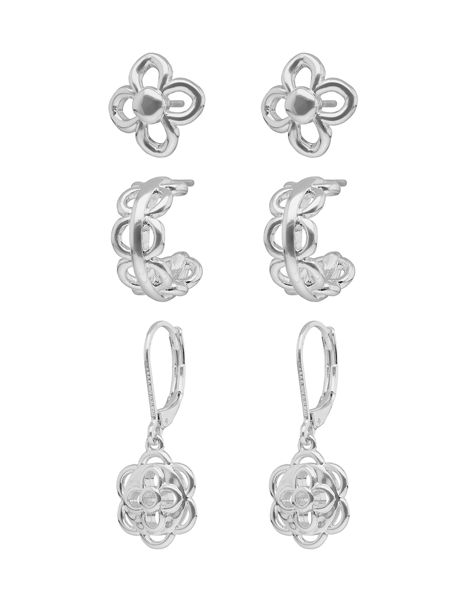 Set de aretes Silver Coins con acabado pulido 2
